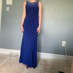 Rhinestone Navy Prom Dress